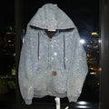 Oversized Rhinestone Zip Up