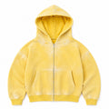 Yellow Acid Wash Distressed Zip-up Hoodie