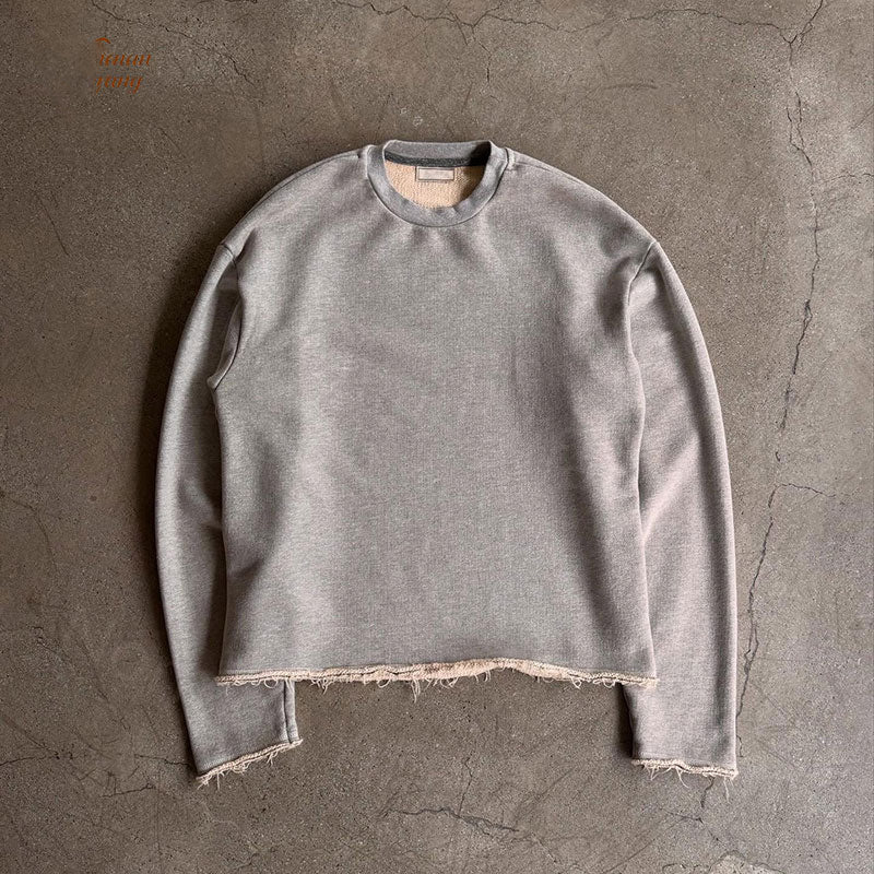 Cropped Distressed Sweater 100% Cotton