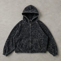 Leopard Graphic Cropped Zip up Hoodie Oversized