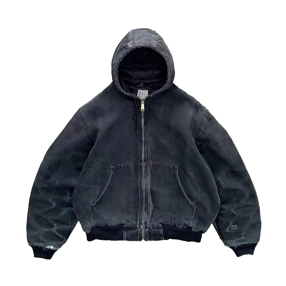 Heavyweight Vintage Ripped Acid Wash Zip up