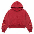 Hoodie Streetwear Vintage Washed Red Distressed Blank Hoodie