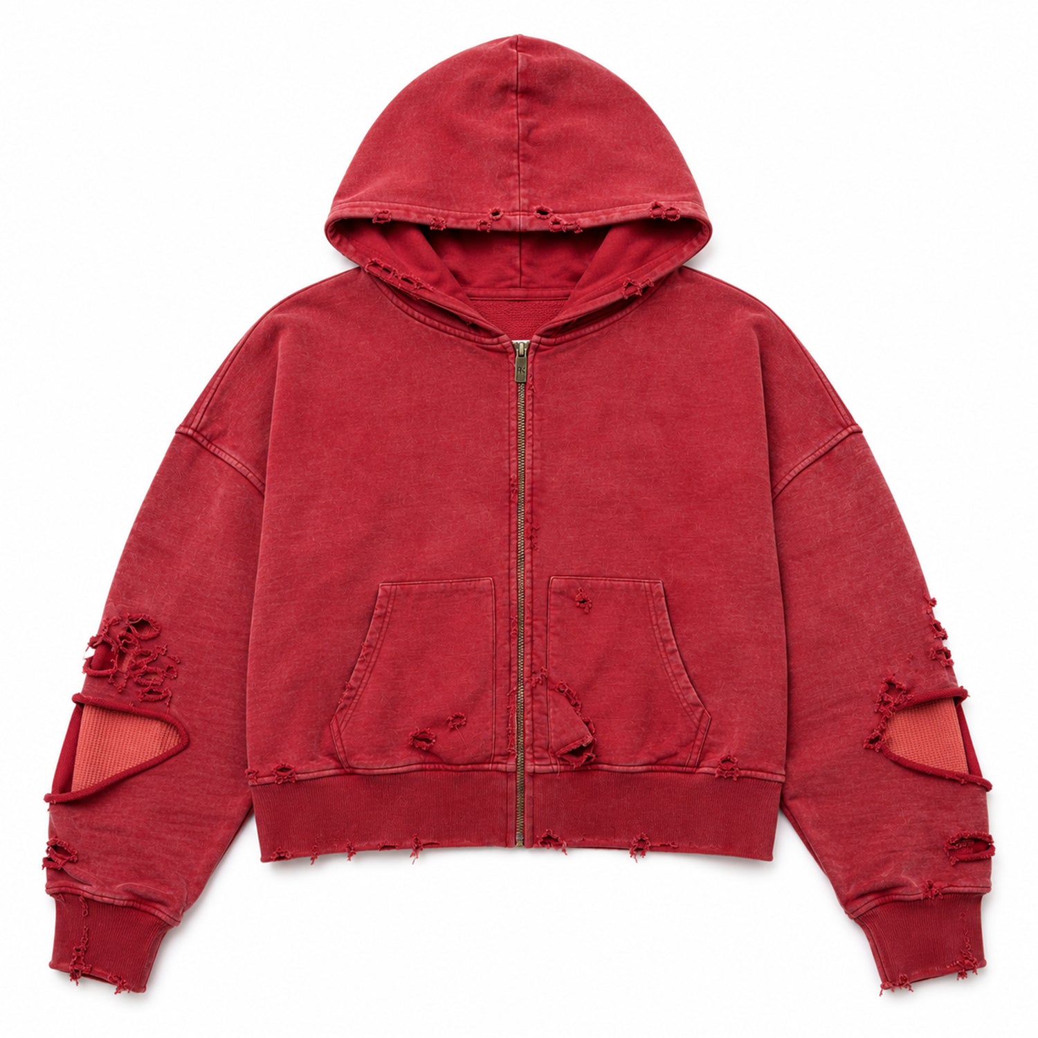 Hoodie Streetwear Vintage Washed Red Distressed Blank Hoodie