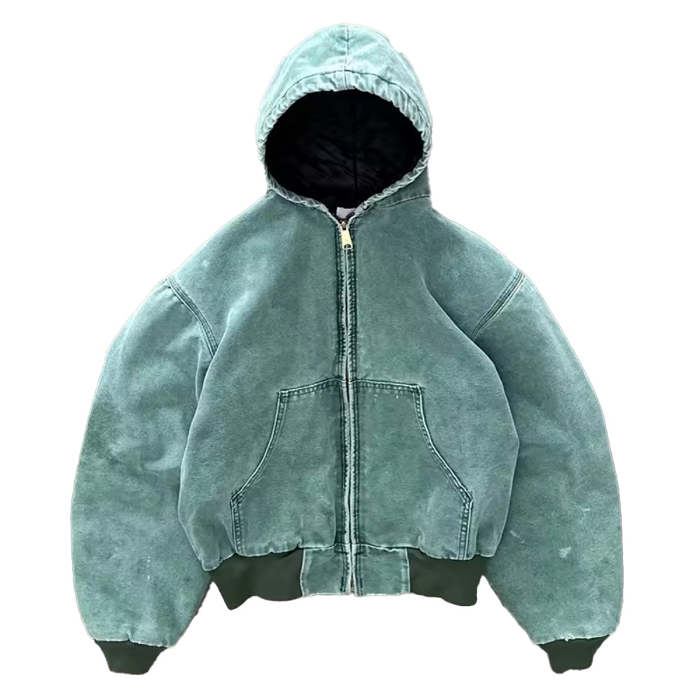 Heavyweight Vintage Ripped Acid Wash Zip up