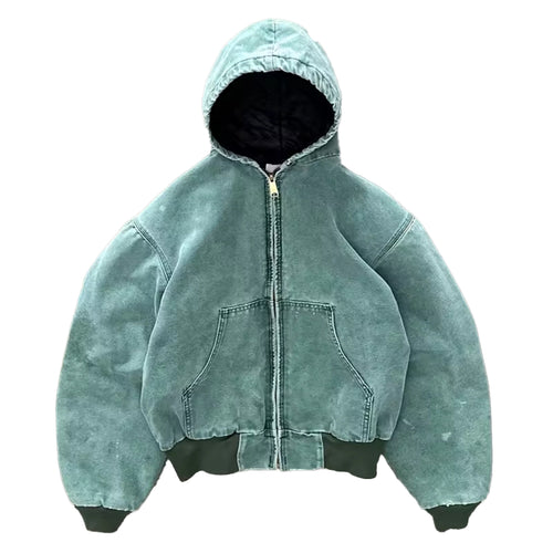 Heavyweight Vintage Ripped Acid Wash Zip up